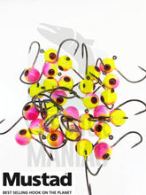 Load image into Gallery viewer, Mustad micro jig head. Hand painted . #1 hook size. 3 pcs.