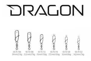 Dragon Super Lock . Fishing snap with swivel . 10 pcs. per pack