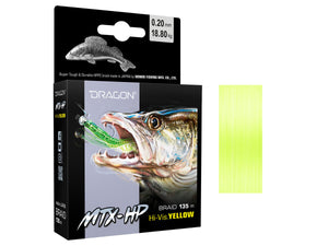 Dragon Millenium MTX-HP braid.  Hi-viz yellow fishing line. 135m