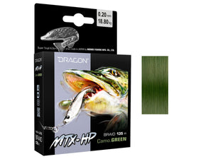 Dragon Millenium MTX-HP braid.  Camo green fishing line. 135m