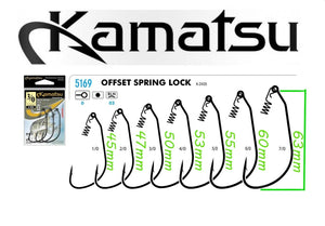 Kamatsu K-2435 Spring lock offest hooks.  3 pcs. weedless hooks.