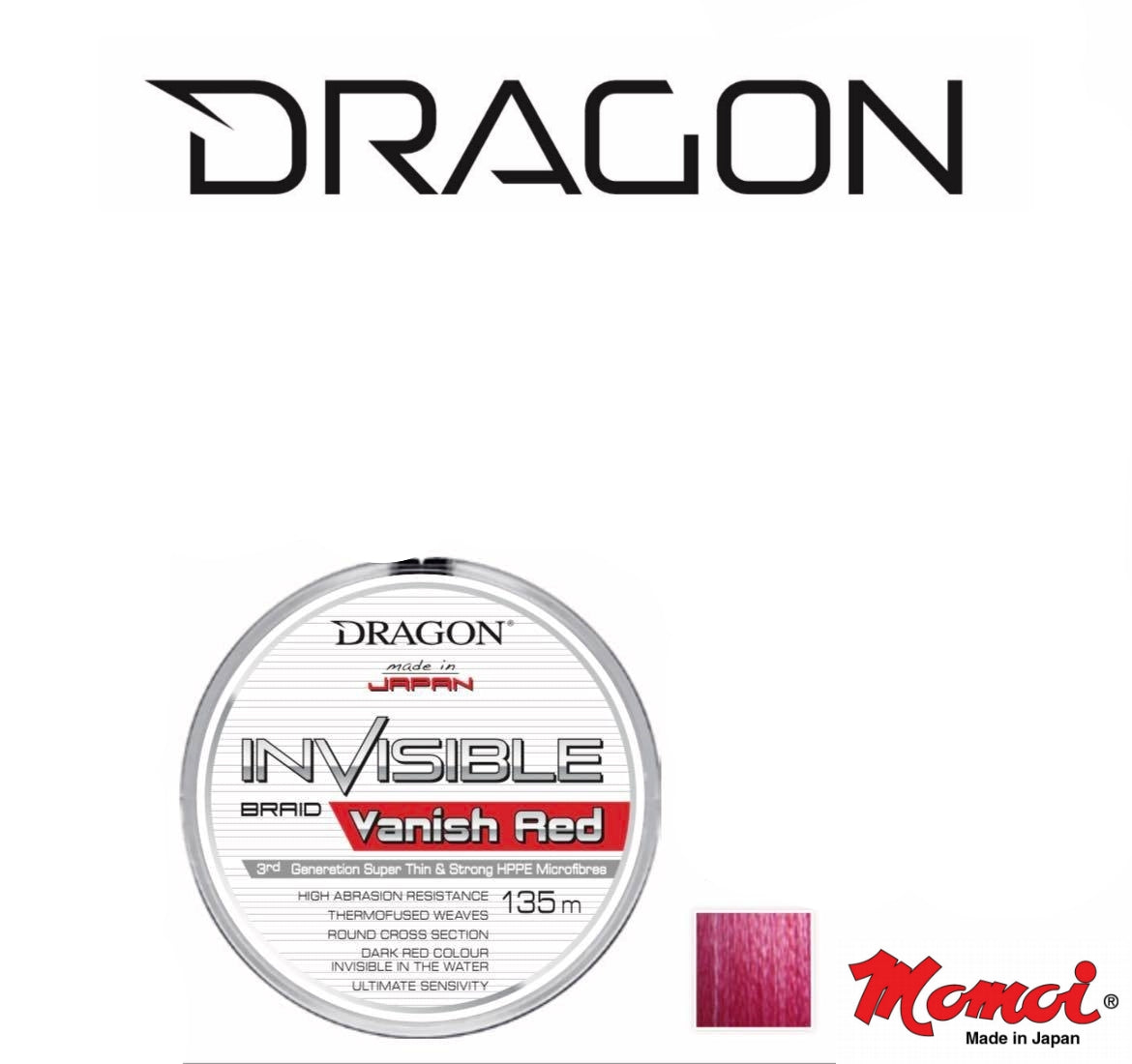 Dragon Invisible braid. Vanish Red 135m fishing line. – Predator