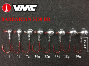 Vmc 2/0 Barbarian  jig heads. 3 pcs. pack. Various weight  3g-30g .5150RB hooks.